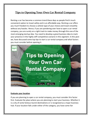 Tips to Opening Your Own Car Rental Company