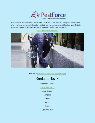 Pests Extermination Edmonton | Pestforce.ca