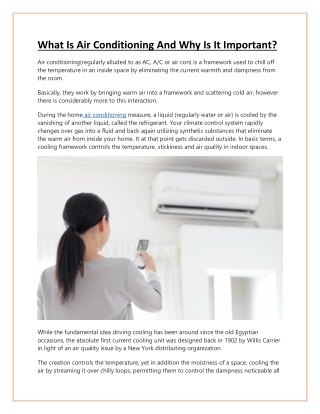 What Is Air Conditioning And Why Is It Important