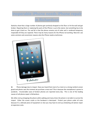 Inoperable iPhone needs iPhone repair in Richardson