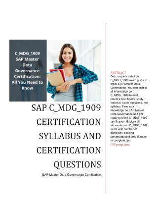 SAP C_MDG_1909 Certification Syllabus and Certification Questions