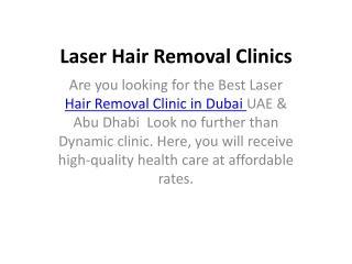 Laser Hair Removal Clinics  in dubai