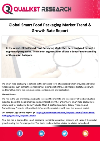 Global Smart Food Packaging Market Top 5 Competitors, Regional Trend,