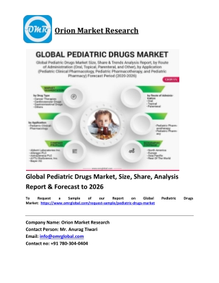Global Pediatric Drugs Market Trends, Size, Competitive Analysis and Forecast 20