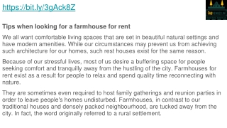 Tips when looking for a farmhouse to rent