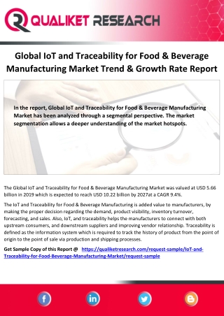 Global   IoT and Traceability for Food & Beverage Manufacturing Market Size