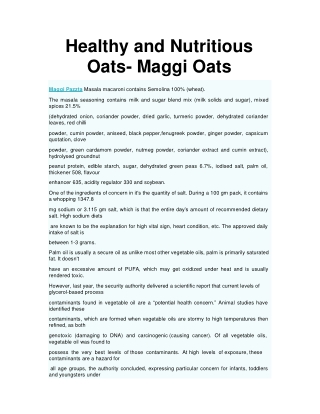 Healthy and Nutritious Oats- Maggi Oats