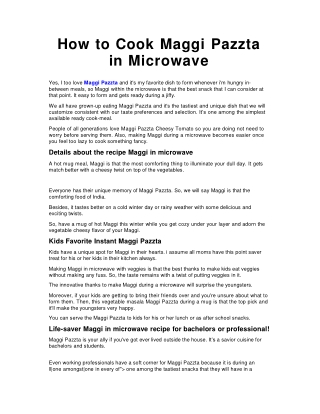 How to cook maggi pazzta in microwave