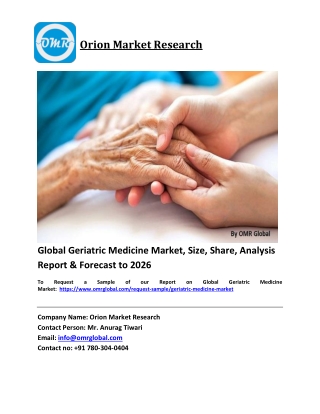 Global Geriatric Medicine Market Trends, Size, Competitive Analysis and Forecast