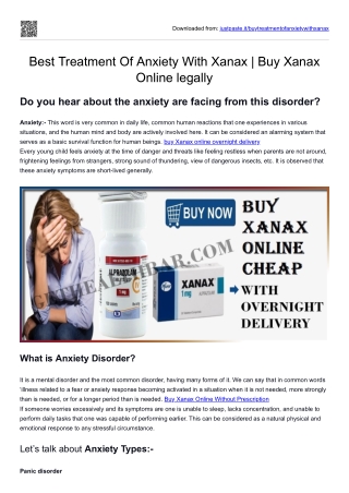 Best Treatment Of Anxiety With Xanax  Buy Xanax Online legally