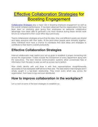 Effective Collaboration Strategies