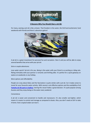 5 Reasons Why You Should Own a Jet-Ski