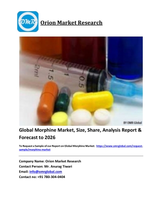Global Morphine Market Trends, Size, Competitive Analysis and Forecast 2020-2026