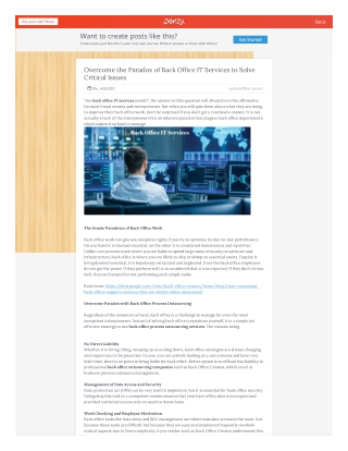 Overcome the Paradox of Back Office IT Services to Solve Critical Issues