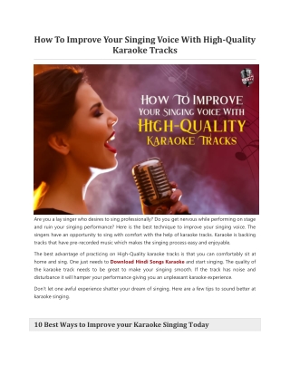How To Improve Your Singing Voice With High.