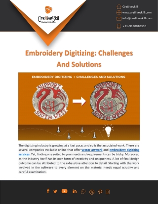 Best Embroidery Digitizing Challenges and Solutions By Cre8ivesk