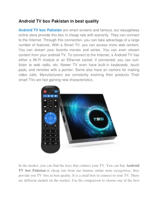 Android TV box Pakistan in best quality