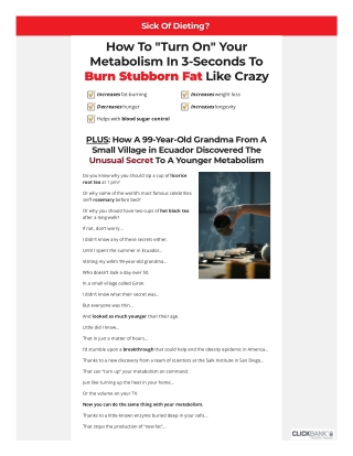 How To "Turn On" Your Metabolism In 3-Seconds To Burn Stubborn Fat Like Crazy