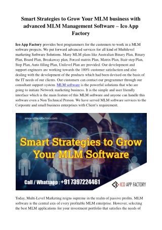 Smart Strategies to Grow Your MLM Software - Ico App Factory