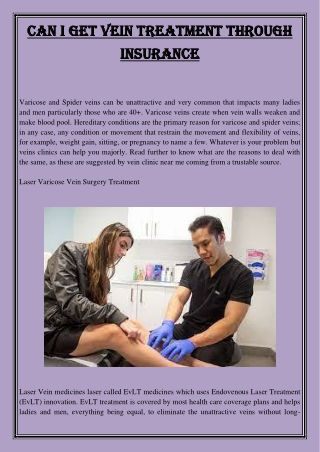 Can I Get Vein Treatment Through Insurance