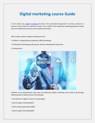 Digital marketing course Guide