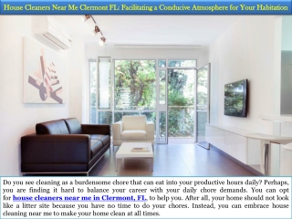 House Cleaners Near Me Clermont FL Facilitating a Conducive Atmosphere for Your