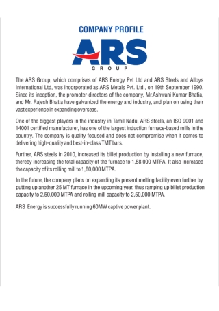 ARS Steel and Alloys International Ltd