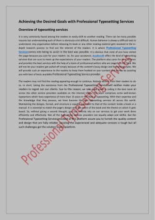 Achieving the Desired Goals with Professional Typesetting Services