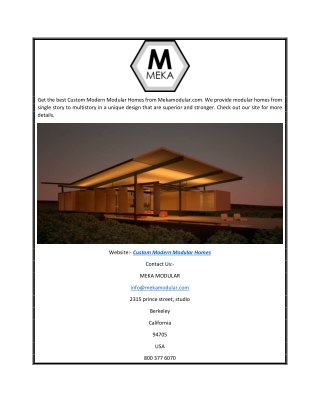 Custom Modern Modular Homes | Mekamodular.com