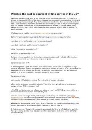 Which is the best assignment writing service in the US