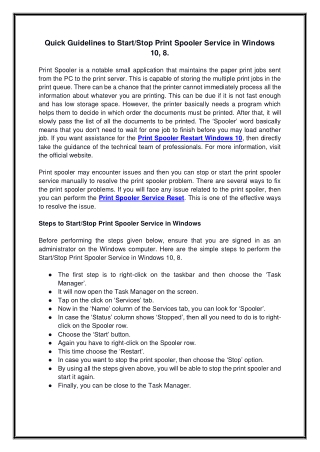 Quick Guidelines to Start/Stop Print Spooler Service in Windows 10, 8
