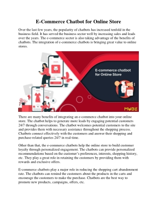 E-commerce Chatbot for Online Store