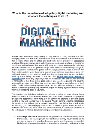 What is the Importance of art gallery digital marketing and what are the techniques to do it