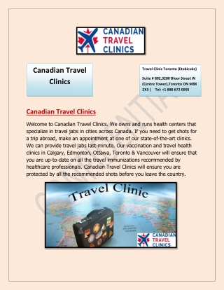 Travel Clinic In Toronto - Canadian Travel Clinics