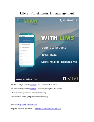 LIMS, For efficient lab management
