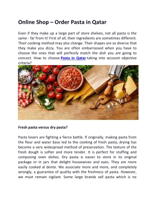 Order Pasta in Qatar