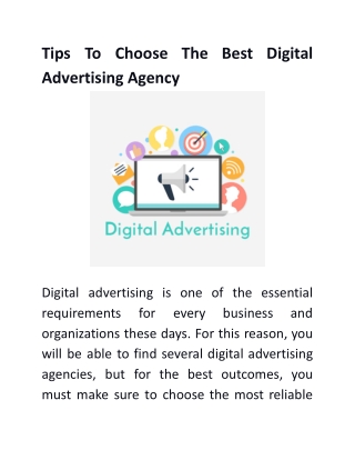 Tips To Choose The Best Digital Advertising Agency