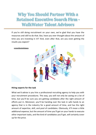 Why You Should Partner With a Retained Executive Search Firm - WalkWater Talent Advisors