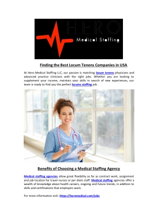 Finding the Best Locum Tenens Companies in USA