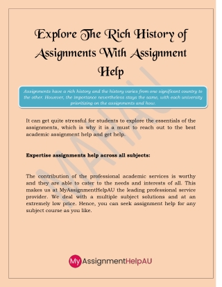 Explore The Rich History of Assignments With Assignment Help
