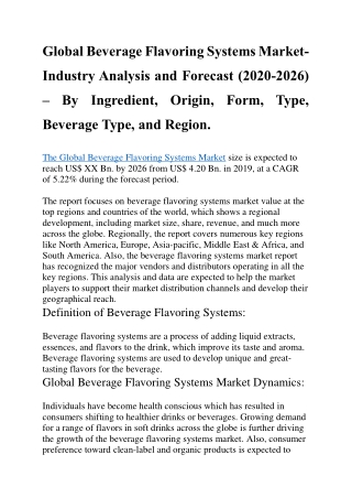Global Beverage Flavoring Systems Market