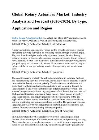 Global Rotary Actuators Market