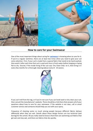 How to care for your Swimwear