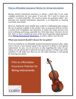 FAQ on Affordable Insurance Policies for String Instruments