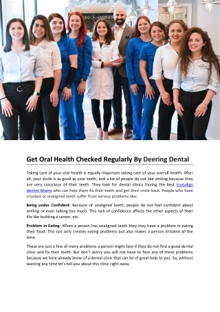 Get Oral Health Checked Regularly By Deering Dental