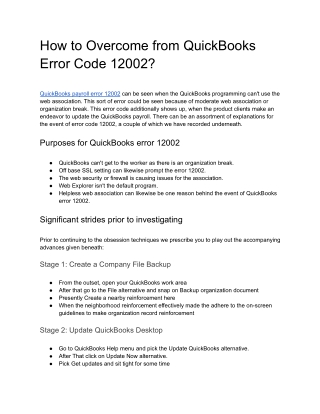 How to Overcome from QuickBooks Error Code 12002
