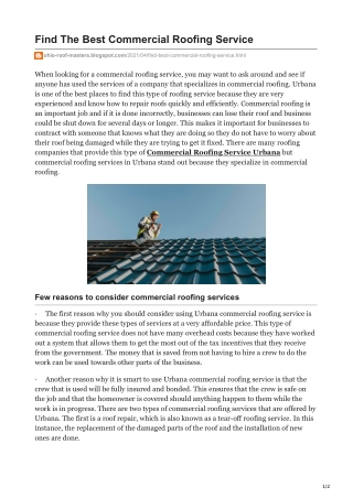 Find The Best Commercial Roofing Service
