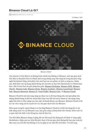 Binance Cloud Là Gì?