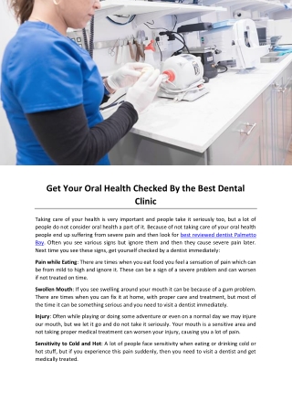 Get Your Oral Health Checked By the Best Dental Clinic