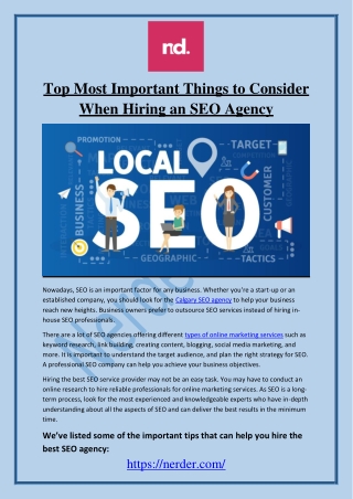 Top Most Important Things to Consider When Hiring an SEO Agency